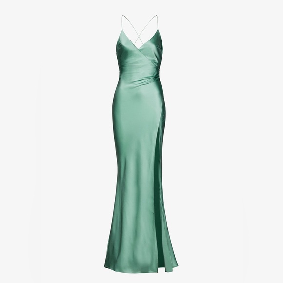 Ser.Oya | Emma Silk Dress Elegant Feldspar Green Silk Evening Gown Size M New - Picture 2 of 7